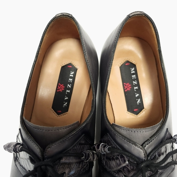 Mezlan Boyd Mens Crocodile Calfskin Shoes Size 9 M Grey Made In Spain - Picture 6 of 10